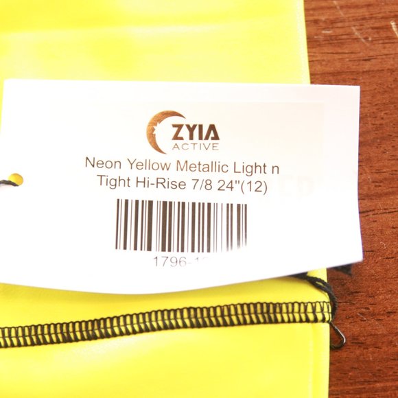 Zyia Light n Tight Leggings High Rise 7/8 Length Yellow Black NWT Size 12 - Picture 3 of 5